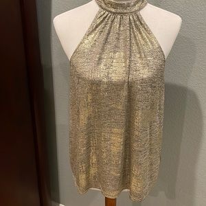 Anthropologie metallic halter top size M